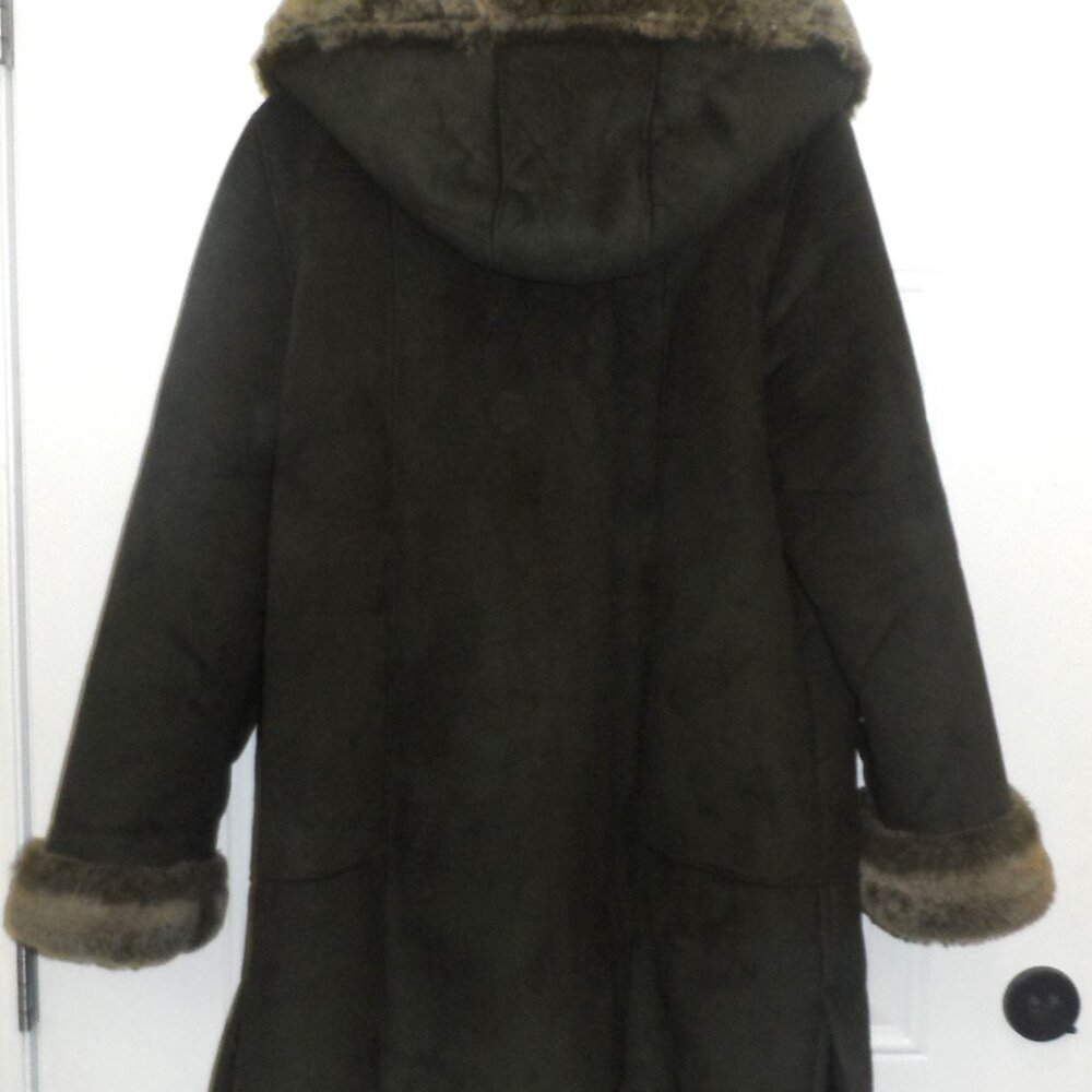 Vintage Women's Faux Fur Trim Shearling Coat - Size M - Picture 10 of 16